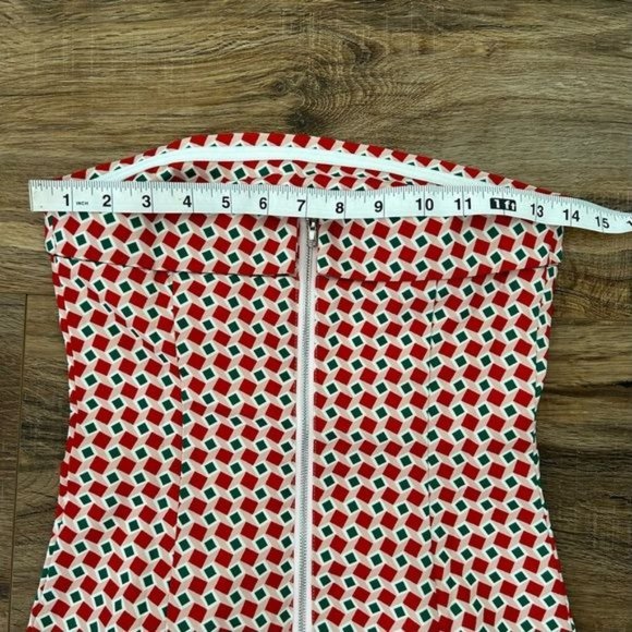 BOUTIQUE Alaia Retro Strapless Geometric Print Mini Dress Size XS NWT - Picture 12 of 13